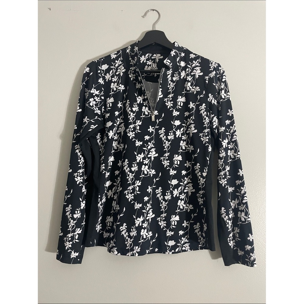 Tail Pullover Polyester Floral Quarter Zip Longsleeve Small Golf Top - Picture 8 of 13